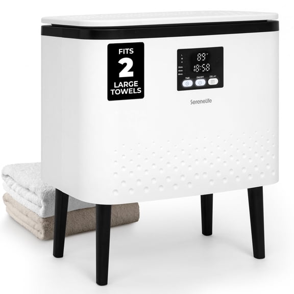 SereneLife Rectangular Towel Warmer Bucket – 20L Large Capacity Hot Towel Warmer with Stainless Steel Tub, One-Touch Operation & Auto Shut-Off, Fits 2 Towels or Blanket (Black)