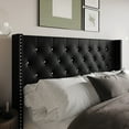 thumbnail image 2 of Home Design Gretna Queen Wingback Tufted Upholstered Headboard with Nailhead Trim, Black, 2 of 5