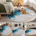 thumbnail image 5 of Watercolor Beach Waves Round Rugs for Living Room 6ft Abstract Blue Ocean Non Slip Circle Rug Washable Low-Profile Indoor Carpet for Bedroom, Dining Room, Bathroom, 5 of 9
