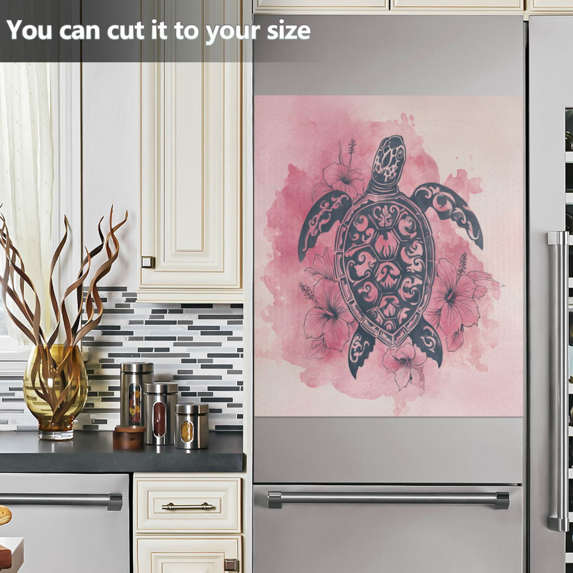 Dishwasher Magnetic Refrigerator Magnet Cover Sticker Home Decorative 23"x26" Sea Turtle Print Pattern