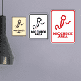 thumbnail image 2 of Signs ByLITA Portrait Round Mic Check Area Door or Wall Sign Easy Installation | Directing Artists & Co-Workers | Music | Concert | Festivals Sign (Navy Blue / White) - Medium, 2 of 8