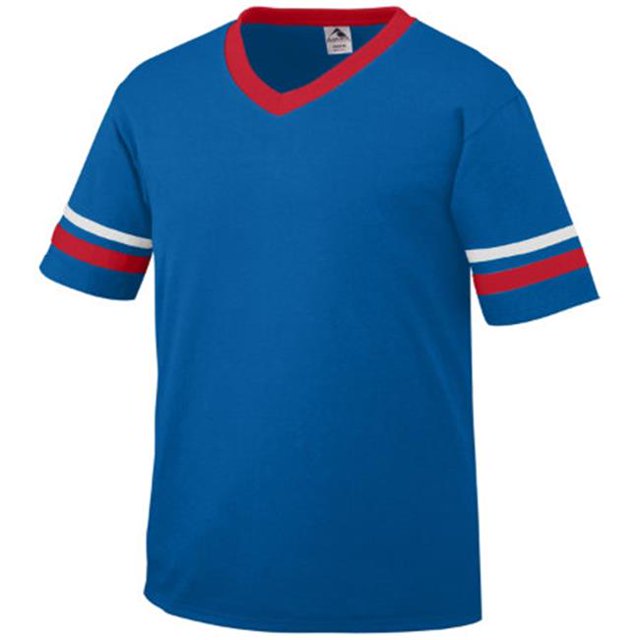 361A Jersey à Rayures Manches Jeunes&44; Royal&44; Rouge&44; Blanc - Grand