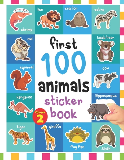 First 100 Animals Sticker Book Sticker Album for Collecting Stickers, Small Activity for Find