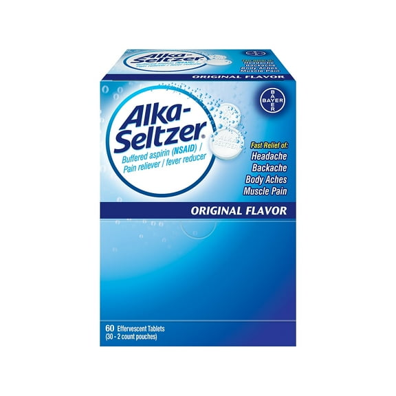 Alka-Seltzer Original Flavor 325mg Buffered Aspirin (NSAID) Tablet 2/Pouch 30 Pouches/Box (64038)