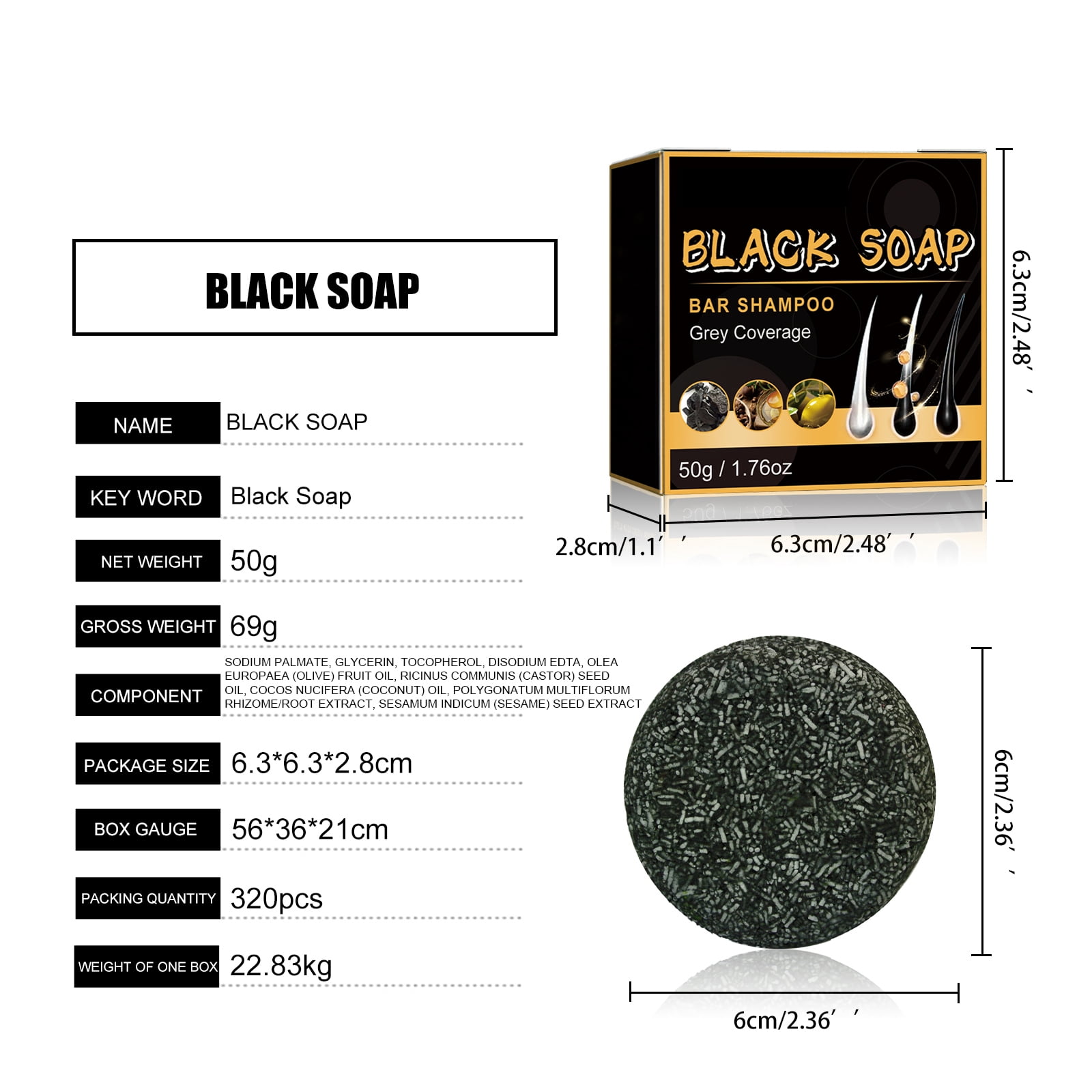 Alvantor Shampoo Bar Soap, Gray Coverage for All Hair Types, 1.67oz