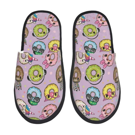 

Sikiie Cute Donuts Fuzzy Slip-on Slippers Warm Cozy Soft Lightweight Memory Foam Indoor House ShoesLarge