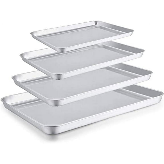 Tutuviw Baking Sheet Set of 4 Sheet for Baking Nonstick Set, Rectangle Sheet Pan for Cooking Carbon Steel Easy Clean Baking Tray Set for Oven Baking