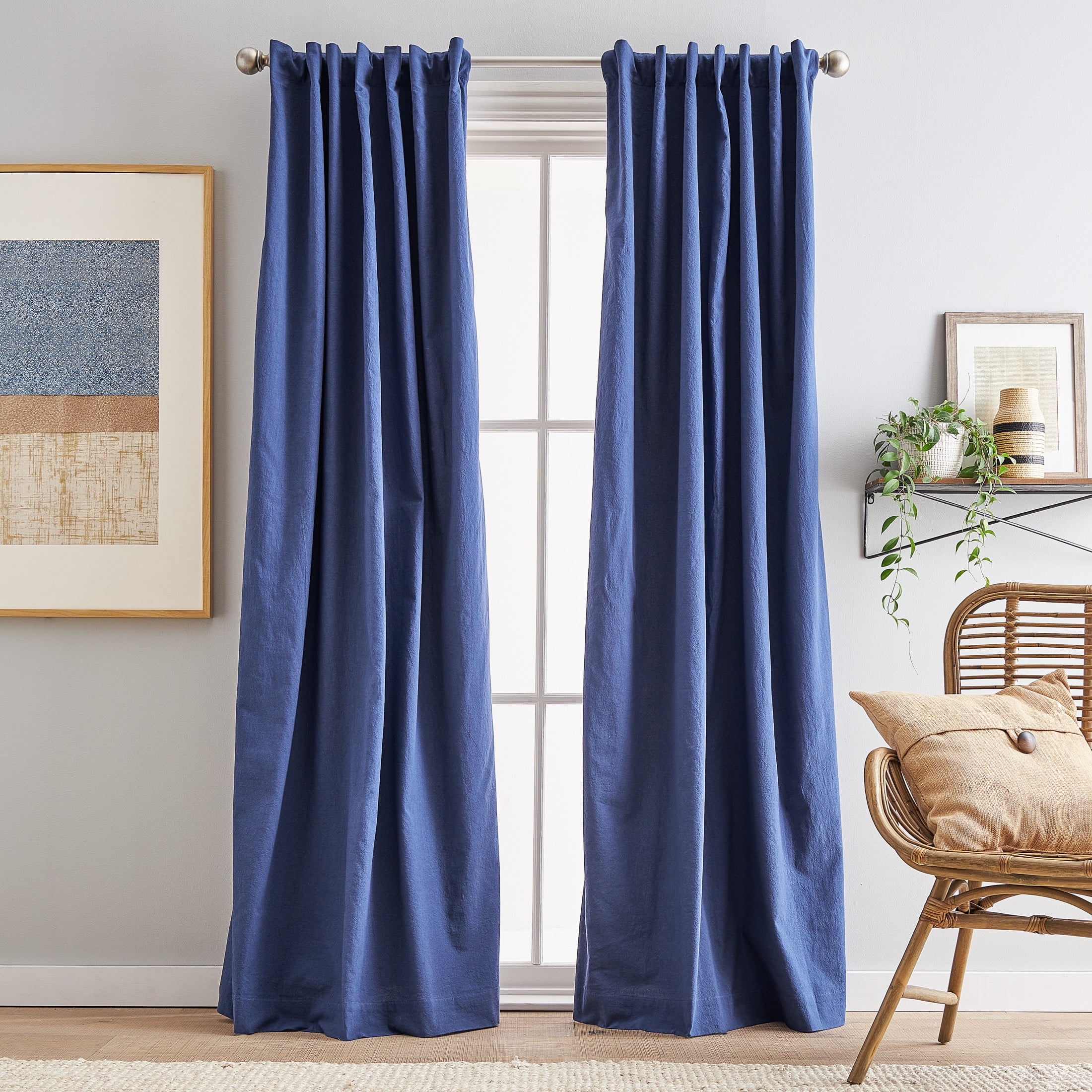 Peri Home Sanctuary Backtab, Indigo, 50" x 95", Cotton, Room Darkening, Curtain Panel Pair