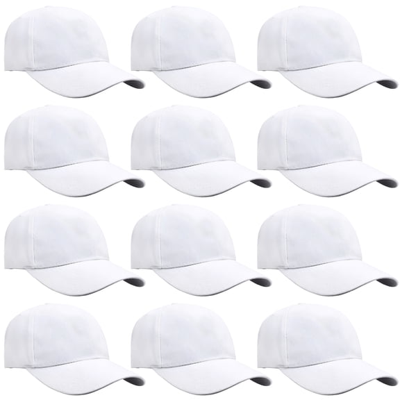 TELOLY 2026 New 12-Pack Baseball Cap Adjustable Size Plain Blank Baseball Hats for Men for Sports, Running, Casual, Outdoor, Travel, Solid Color White
