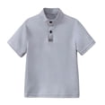 thumbnail image 3 of FINALGANG Boys Kids Casual Solid Color Short Sleeve Polo Shirt Stand Collar With Placket Button Regular Fit Top For Spring Summer Daily Wear Grey 7-8 Years, 3 of 6