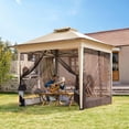 thumbnail image 4 of SPECSTAR Pop Up Gazebo 10x10ft Outdoor Canopy Tent with Mosquito Netting & 2 Tiers Roof for Patio Garden Backyard, Grey, 4 of 9