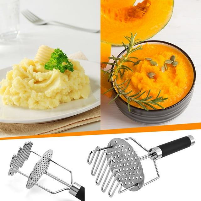 Aodebiao Stainless Steel Potato Masher & Ricer Double Layer Masher Mashed Potato Press Kitchen Tool Puree Maker Homemade Vegetable Fruit Masher Easy to Clean Non-Slip Handle