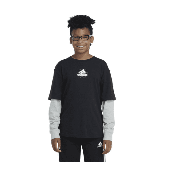 Adidas Big Boys Long Sleeve Atomic Layered T-shirt - Black
