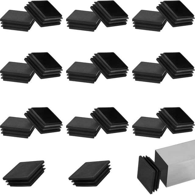 20 Pieces 2 Inch Square Tube Black Plastic Plug Tube End Cap Plastic Plugs for Square Tubing Table Chair Shelf Insert Finishing Plug