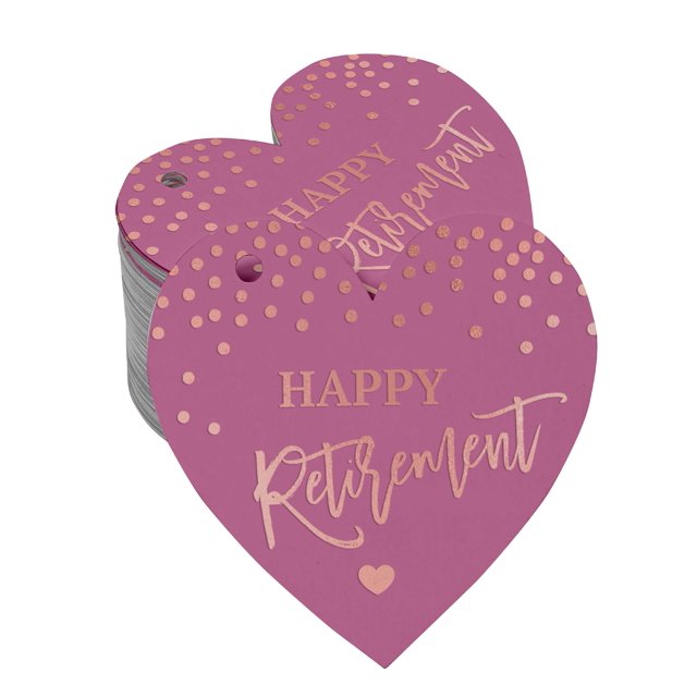 Inkdotpot Étiquettes de Retraite Heureuses en Feuille d'Or Rose Véritable 50 Pcs