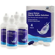 Oculus Curae Aqua Naina Saline Solution – Preservative-Free Sterile Rinse for Soft, Hard & Gas Permeable Contact Lenses – Unisol 4 Alternative – Travel-Friendly – 4x 4 fl oz Bottles