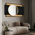 thumbnail image 6 of "Modern Elegance Gold and Black Wall Mirror", 37"x65", Beveled Center Round Mirror Featuring a Black and Gold Foiled Iron Frame, 6 of 13