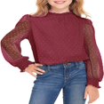 thumbnail image 1 of Pull-Over Blanc à Manches Longues pour Filles avec Manches à Volants Pois Suisses Haut Blouse Col Rond 5-12 Ans, 1 of 5