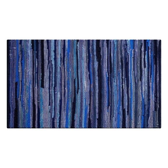 Savi Home Hand Woven 100% Cotton Chindi Rag Rug 20"x32" - Navy , Recycled Reversible Rug, Boho Farmhouse Rugs for Living Room, Dining Room, Kitchen, Entryway, Bedroom Rugs