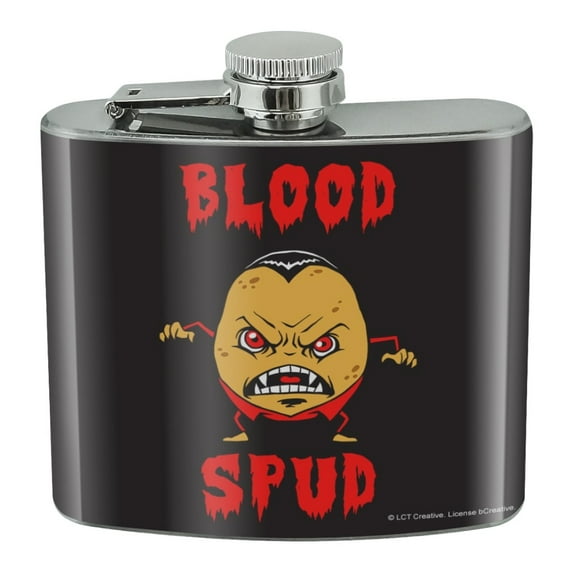 Blood Spud Vampire Potato Funny Humor Stainless Steel 5oz Hip Drink Kidney Flask