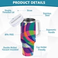 thumbnail image 2 of Yayeee 40oz Stainless Steel Tumbler with Straw and Handle Double-Wall Insulated Travel Water Bottle, Colorful Wavy Pattern, 2 of 8