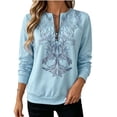 thumbnail image 4 of QQZ Quarter Zip Pullover Sweatshirt For Women, Printed V Neck Sweatshirts Fleece Long Sleeve Women's Fashion Hoodies & Sweatshirts, 4 of 7