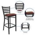 thumbnail image 3 of Bowery Hill 31" Ladder Back Bar Stool in Burgundy, 3 of 9
