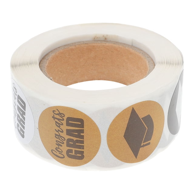 Miangastore 1 Roll/500 Pcs 2.54CM Graduation Pattern Stickers Round Sealing Label Envelope Self-Adhesive Package Stickers for DIY Craft Hand Account Letter Gift Food (Golden)