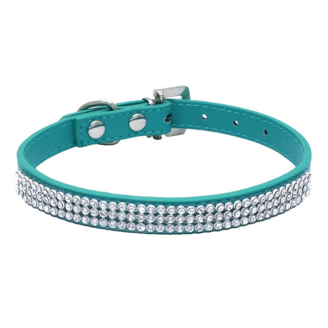 Collar para mascotas con brillantes diamantes de imitación, collar plano de malla con diamantes, cadena de PU para perros, suministros para mascotas con forma de baya