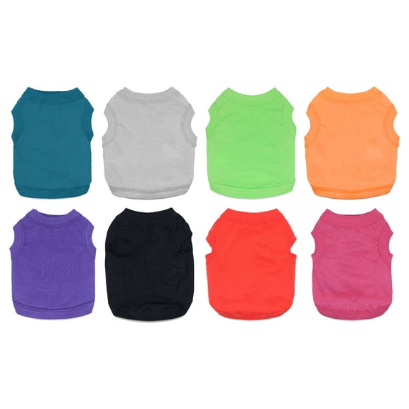 GASTROPOD 8Pcs Dog Shirts,Soft Skin-Friendly Fabric for Comfort Dog Clothes,Generous Pack with Versatile Colors Puppy Clothes,XS