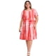 thumbnail image 2 of GRACE & GRANDEUR Vestido de Talla Grande para Mujer con Pliegues en Forma de Diente, Decoración de Botones, Estampado de Tie Dye, Cuello Redondo, Manga Corta, Vestidos Casual con Bolsillos 4X Naranja, 2 of 5