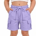 thumbnail image 2 of Aezemi Girls School Cargo Shorts, Bermuda Elastic Waist Straight Leg Hiking Outer Shorts, Lightweight Workout Summer Bottoms for Kids 5-6 Years, 2 of 8