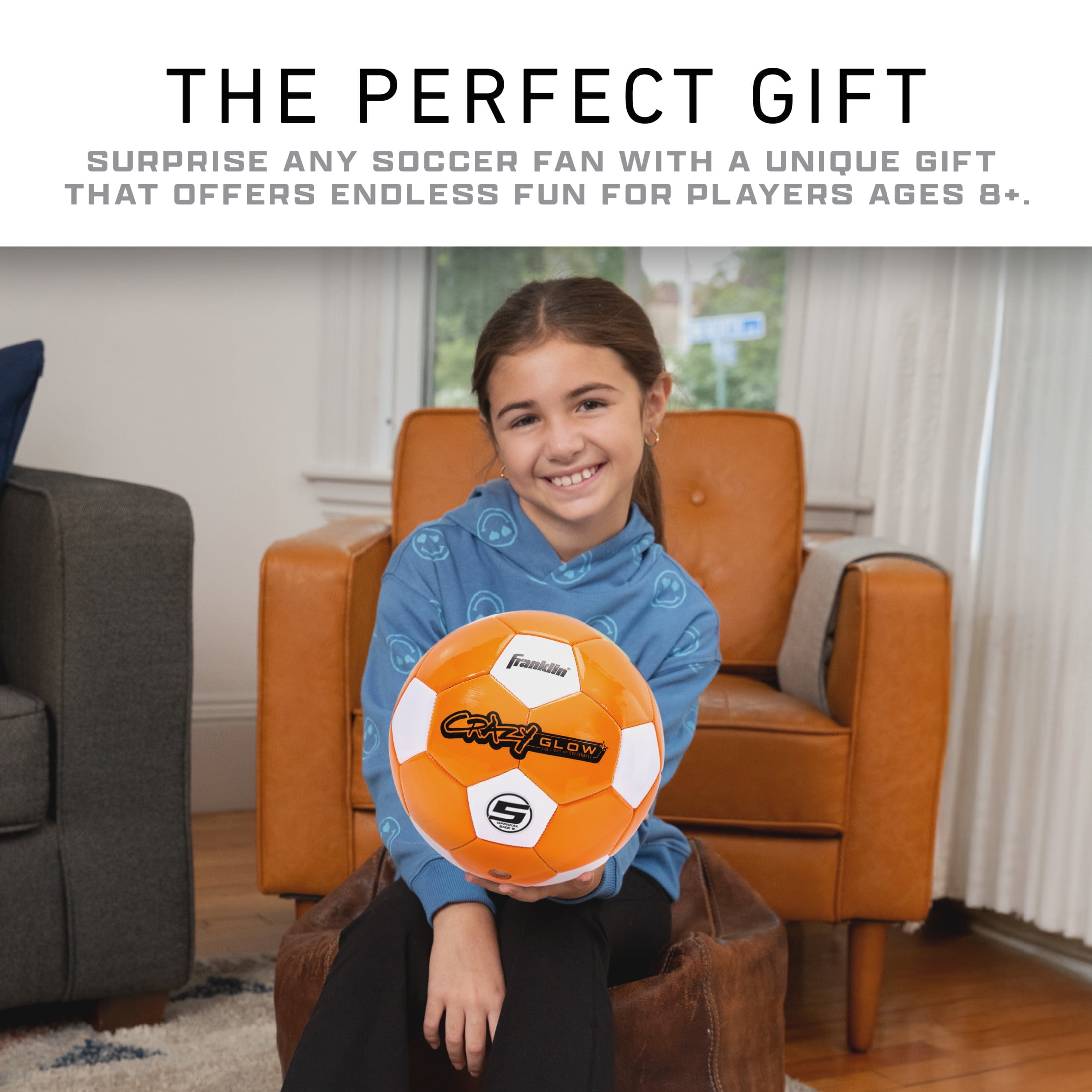 Franklin Sports Glow in the Dark Soccer Ball - Crazy Glow Light Up Indoor + Outdoor Soccer Ball - Official Size 5 - Air Pump Included - Perfect Gift for Kids + Adults
