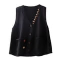 thumbnail image 2 of Women's Knitted Vest, Layered Sleeveless Sweater Vest, Casual Fit for Autumn and Winter Seasons, Versatile Casual Outerwear for Chic Layering and Daily Style Black L, 2 of 4