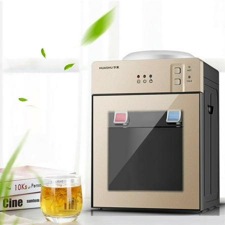 

ZhdnBhnos 5 Gallon Desktop Electric Hot＆Cold Water Dispenser Cooler Top Loading Drinking Machine Champagne Gold For Home Office