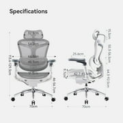 SIHOO Doro C300 PRO Ergonomic Chair Dual Seat Back Support Home Office Chair Computer Chair with 6D Armrests & Dynamic Lumbar Support-Seat Depth Adjustable Desk Chair for Big and Tall-White