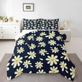 thumbnail image 2 of Erosebridal Light Yellow Groovy Flower Bedding Queen Comforter Set, Vintage Daisy Floral Down Comforter, Navy, Breathable 3-Piece, 2 of 7