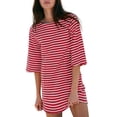 thumbnail image 1 of Vestido de verano Yousify 2025, camiseta holgada a rayas rojas y blancas, 1 of 5