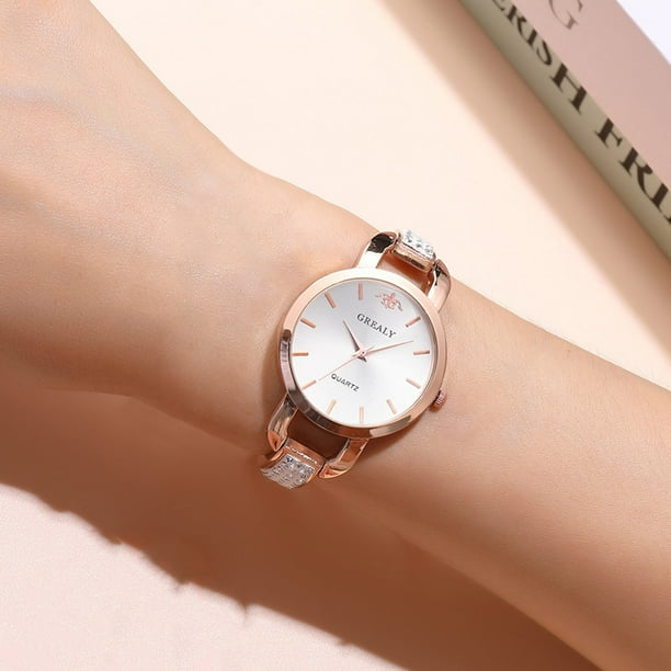 Smihono Women s Casual Bracelet Watch Quartz Mesh Belt Band Fashion Analog Wrist Watches Necklace Rings Earring Jewelry On Clearance Whi