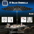 thumbnail image 1 of Sunrise Outdoor Patio 9' Solar LED Lighted Umbrella, 8 Aluminium ribs with Tilt and Crank Parasol Table Sunshade Umbrella (Black), 1 of 2