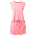 thumbnail image 4 of Business Casual Outfits for Women Cropped Sleeveless Top Matching Drawstring Skirt Sets Summer Lounge Sets Red XL, 4 of 7