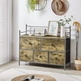 thumbnail image 6 of VECELO 5 Drawers Dresser Metal Frame and Wooden Top Floor Storage Cabinets for Living Room, Bedroom, Office, Gray, 6 of 7