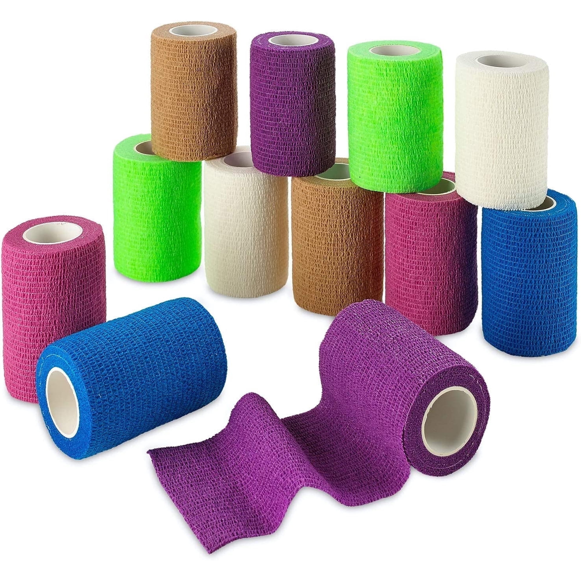MEDca 3"x5 Yards Self-Adherent Cohesive Wrap Bandages, 12 Count, Strong Elastic