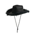 thumbnail image 4 of Luxtrada Cowgirl Hat with Fluffy Feathers Novelty Cowboy Hat Party Costume Accessories (Black), 4 of 7