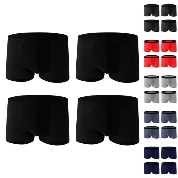 HomeDM 4pcs Men's Boxer Briefs Moisture-Wicking Underwear, Solid Color Soft Breathable Underwear for Men, Assorted Color L-4XL