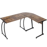 HomGarden L-Shaped Computer Desk 58” Reversible MDF Corner Gaming Desk, Rustic Brown