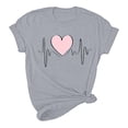 thumbnail image 5 of Jalioing Women's Valentine's Day Tops Short Sleeve Pullover Top Crewneck Solid Color Hearts Print Basic Shirt (Large, Gray), 5 of 5
