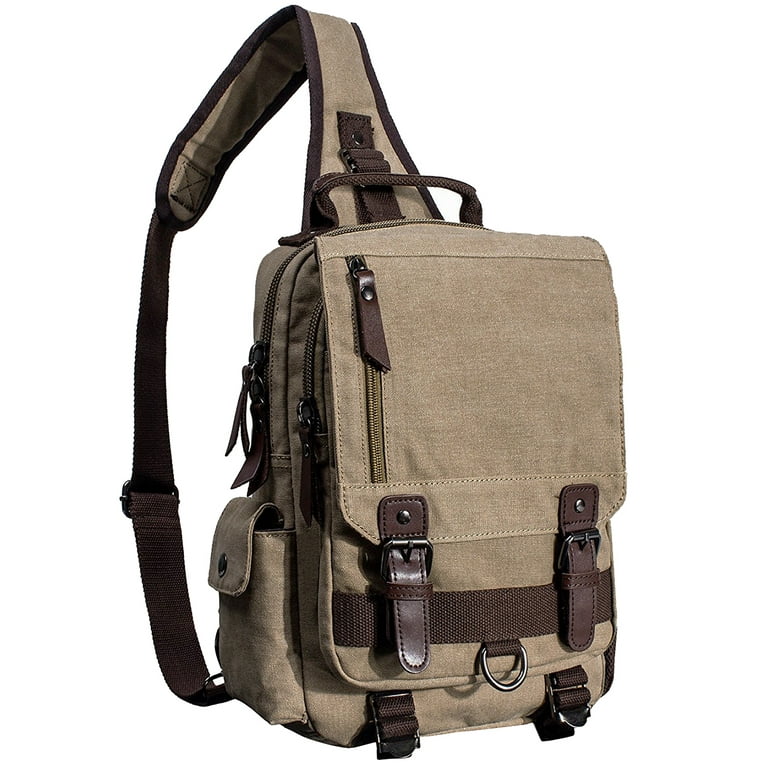 Mygreen Vintage Unisex Medium Size Canvas Backpack- Single strap/Sling Bag  Khaki - Walmart.com