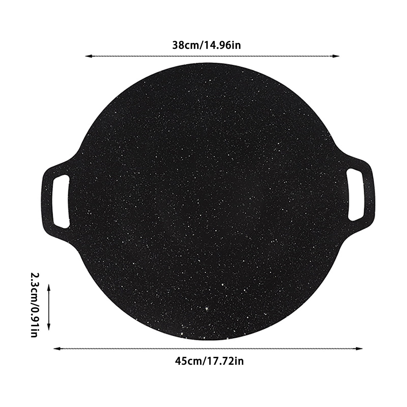 Dark Grey Extra Large BBQ Pan, 15 Inch Non Stick Korean Grill Griddle, 1 Count, Round Stovetop Tray For Holiday Party, Indoor Outdoor Roasting Plate, Camping Group Meal Gear, Steak Fryer