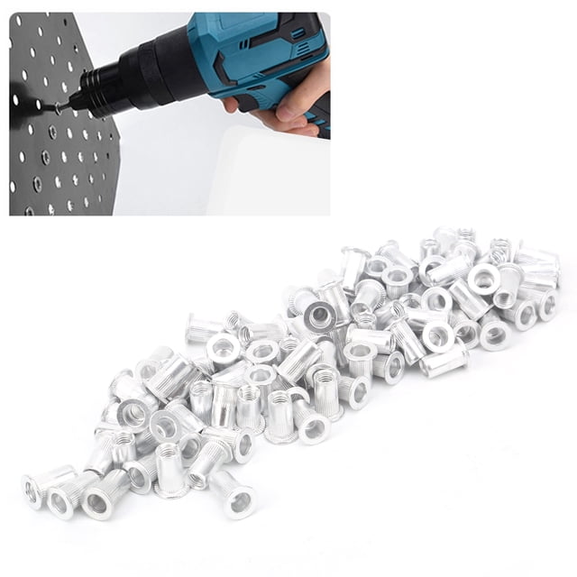 100Pcs Pull Riveting Nuts Aluminum Flat Head Vertical Hardware Accessories WJ 30045 for Assembly Manufacturing Scene
